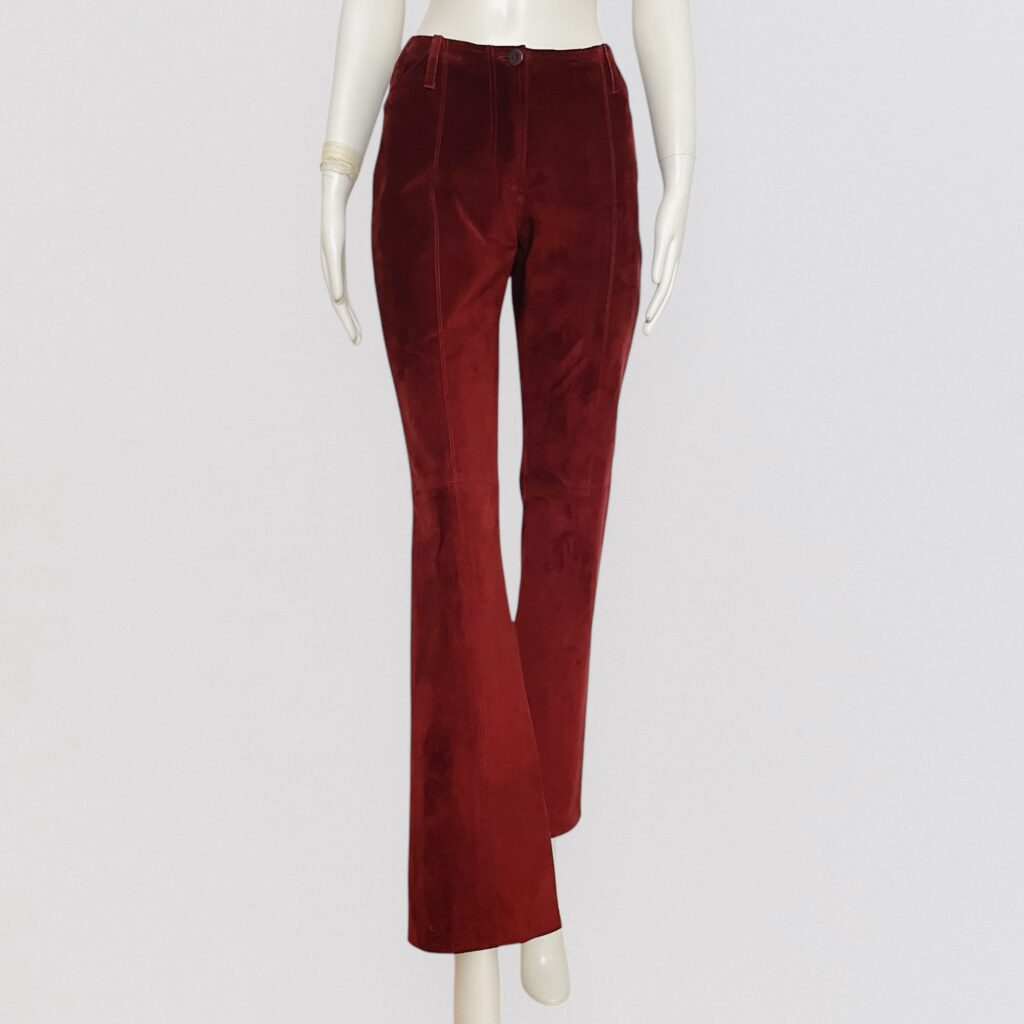 PLEIN SUD – Burgundy suede leather trousers