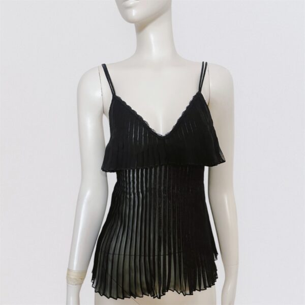 Vintage 00s Y2K LA PERLA - semi-sheer black pleated tank top 1