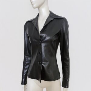 Vintage 00s JUNKO SHIMADA - Black leather shirt jacket