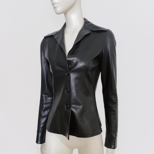 Vintage 00s JUNKO SHIMADA - Black leather shirt jacket