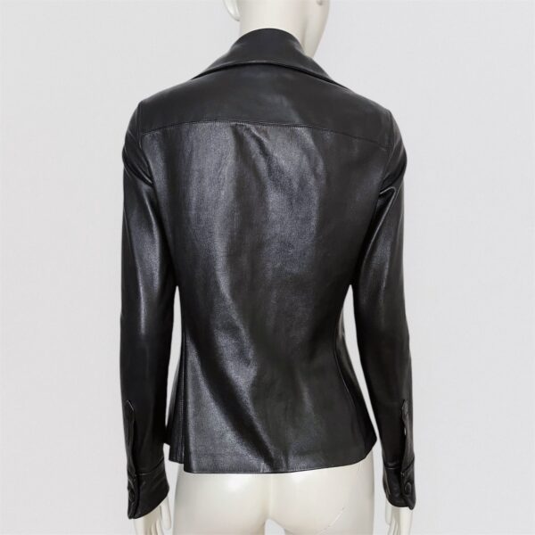JUNKO SHIMADA - Black leather shirt jacket - Image 4