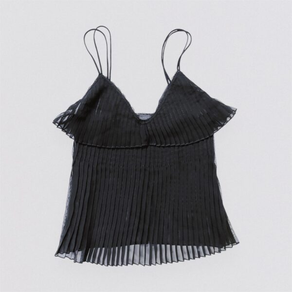 LA PERLA - semi-sheer black pleated tank top - Image 4