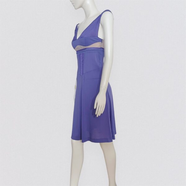 ALBERTA FERRETTI - Purple silk midi dress with lingerie details - Image 3