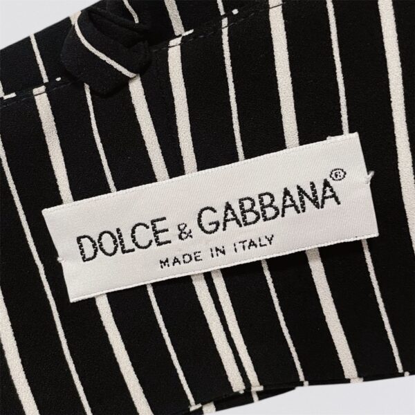 DOLCE AND GABANNA - Black and white striped crop bustier - Image 4