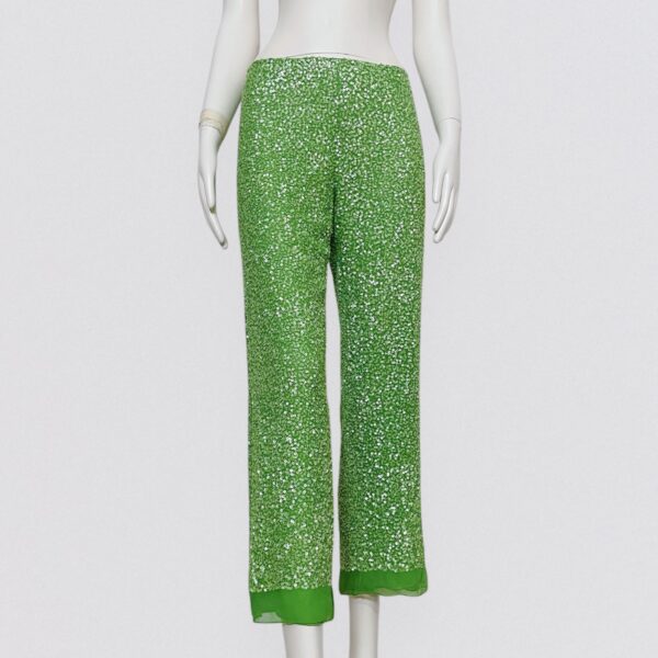 Vintage 90s PAROSH - Low-waisted flowing pants with green sequins