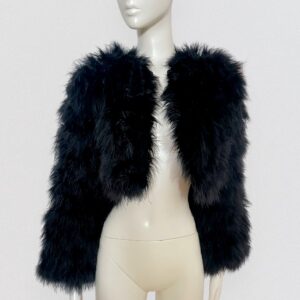 Vintage 80s SONIA RYKIEL - Black feather cropped jacket
