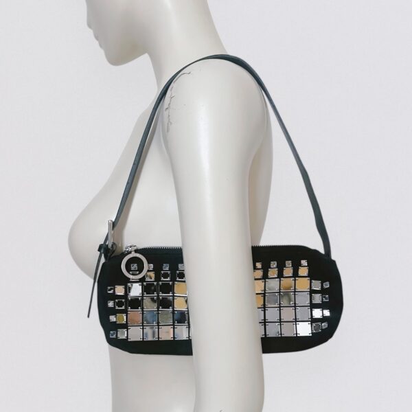 Vintage 00s Y2K GIANFRANCO FERRE mini square mirrors black shoulder bag 1