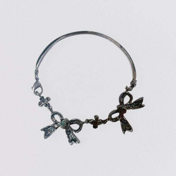 BLUMARINE – Silver bow and pink rhinestones charm bracelet - Image 2