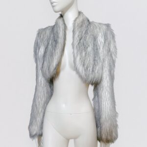Vintage 90s TAKADA Grey faux fur cropped jacket