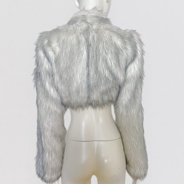 TAKADA – Grey faux fur cropped jacket - Image 2