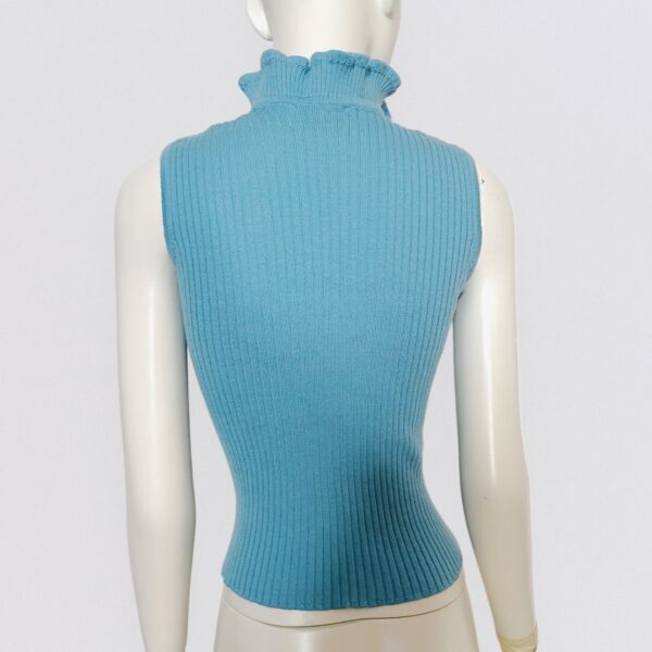 GUY LAROCHE – Ribbed light blue sleeveless turtleneck - Image 3