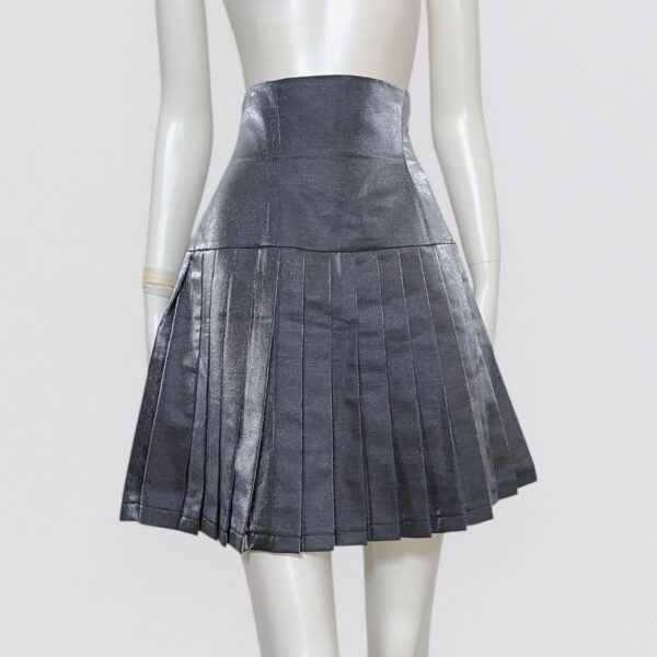 Vintage 90s PLEIN SUD – High-waisted metallic grey pleated skirt 2