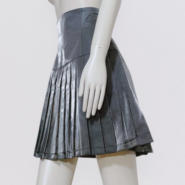Vintage 90s PLEIN SUD – High-waisted metallic grey pleated skirt 1