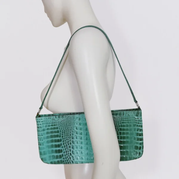 EMANUEL UNGARO beige crocodile effect leather baguette bag - Image 3