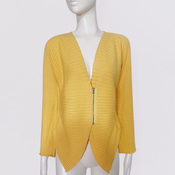 Vintage Y2K 00s Vintage 00s Y2K MILA SCHON – Yellow asymmetric wool cardigan with zipper