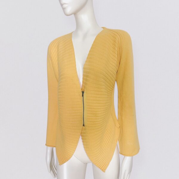 Vintage 00s Y2K MILA SCHON – Yellow asymmetric wool cardigan with zipper