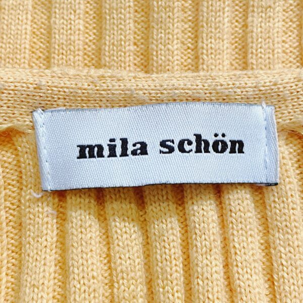 MILA SCHON – Yellow asymmetric wool cardigan with zipper - Image 5