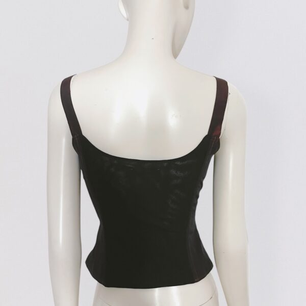 MILA SCHON – Brown moiré zipper bustier top - Image 2