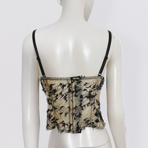 MARIELLA BURANI – Beige bustier top with abstract black embroidery - Image 3