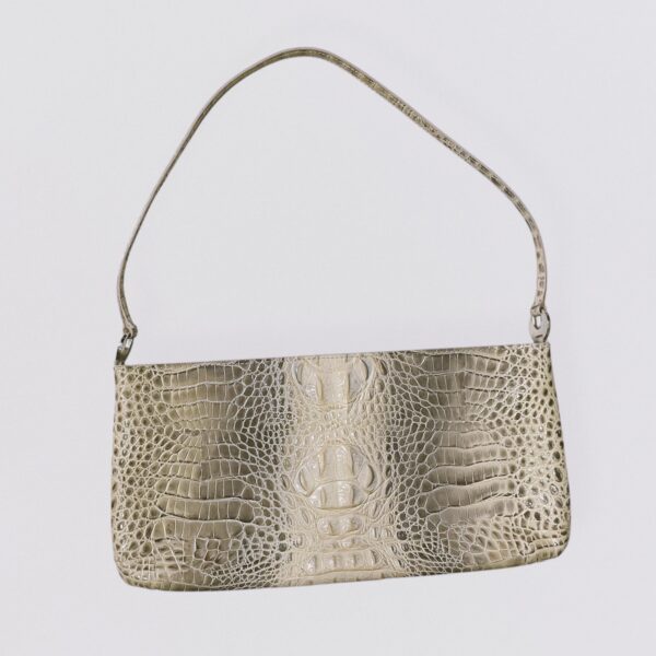 Vintage 00s EMANUEL UNGARO beige crocodile effect leather baguette bag