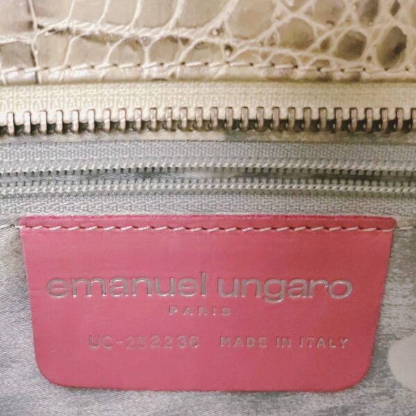 EMANUEL UNGARO beige crocodile effect leather baguette bag - Image 4