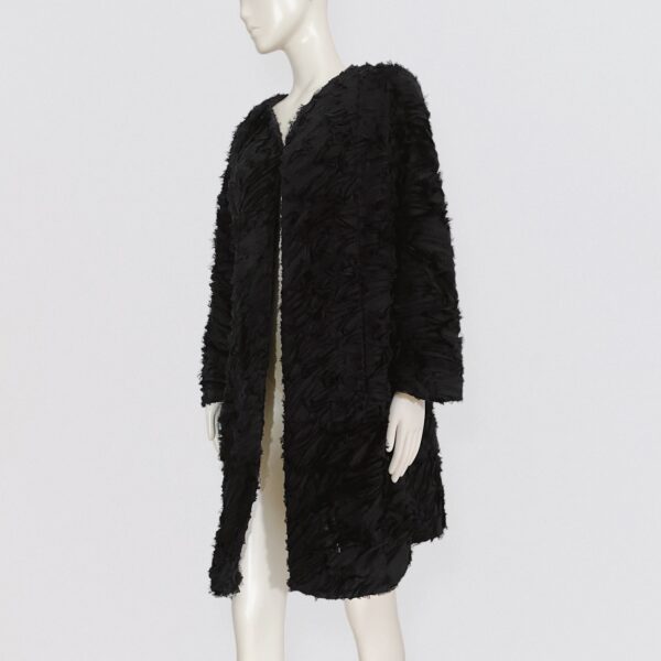 EDWARD ACHOUR – Black feather textured coat - Image 2