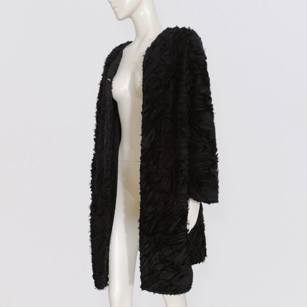 EDWARD ACHOUR – Black feather textured coat - Image 3