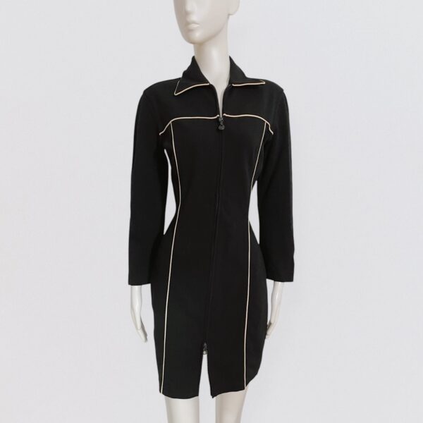 Vintage 90s BYBLOS BLU – Black zip-up long sleeve bodycon dress
