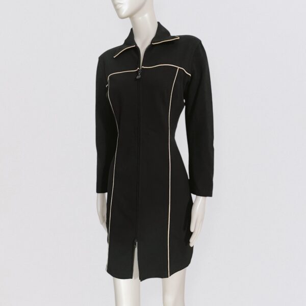 Vintage 90s BYBLOS BLU Black zip-up long sleeve bodycon dress