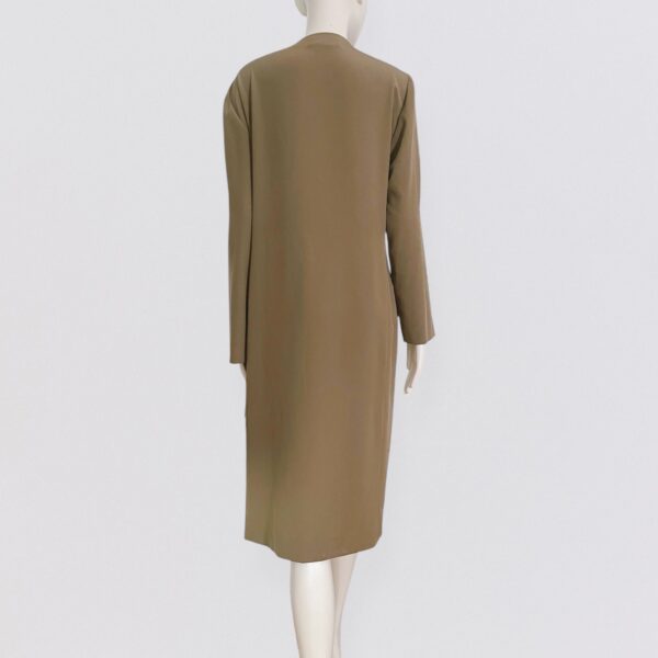 BYBLOS – Draped light brown midi dress with long sleeves - Image 3