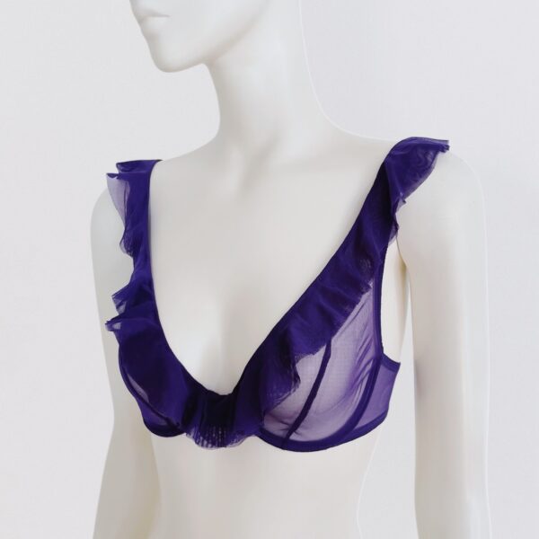 CHANTAL THOMASS vintage 00s Ruffled sheer violet sheer mesh underwired bra 1