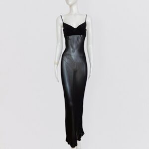 LOLITA LEMPICKA vintage 00s sheer black maxi slip dress