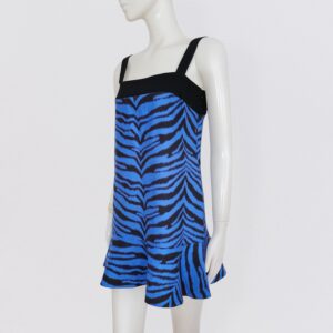 EMANUEL UNGARO Resort 2011 blue zebra-print ruffled mini dress