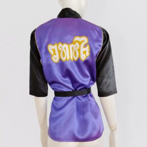 JUNKO SHIMADA vintage 00s Purple and black Thai boxing style satin kimono jacket