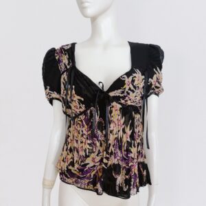 EMANUEL UNGARO vintage 00s floral pleated black silk blouse