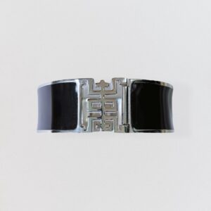SHANGHAI TANG vintage 00S Black and silver-tone metal hinged cuff