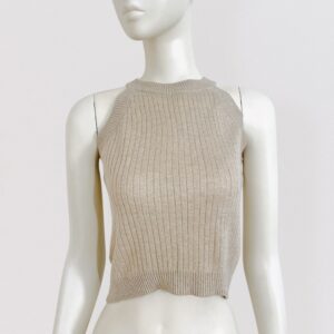 Vintage 00s Y2K BYBLOS Gold ribbed halter knit top