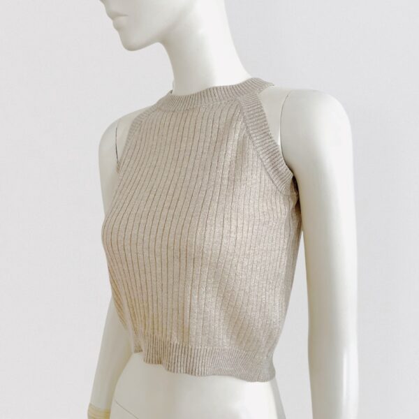 Vintage 00s Y2K BYBLOS Gold ribbed halter knit top 2