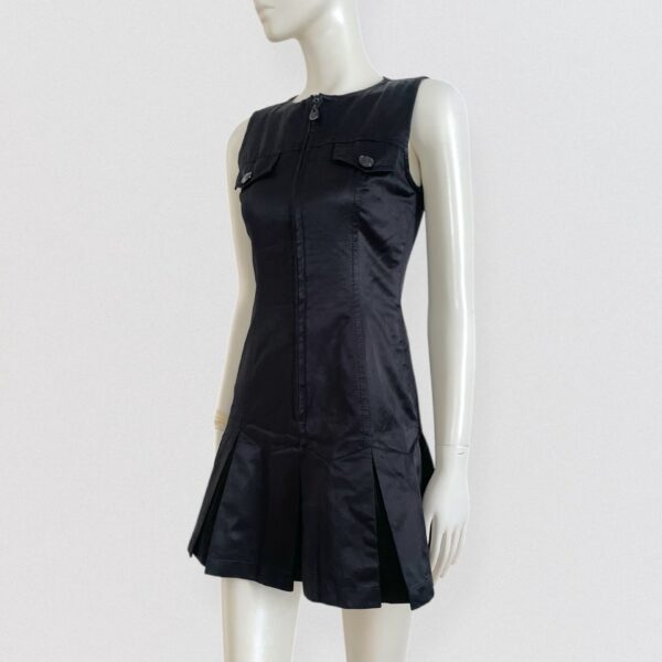 Vintage 90s BYBLOS BLU Black satin pleated mini dress 3