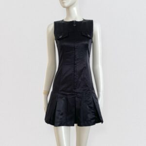 Vintage 90s BYBLOS BLU Black satin pleated mini dress