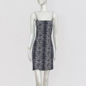 Vintage 00s Y2K CAPUCINE PUERARI – Zebra print grey slip dress animal print