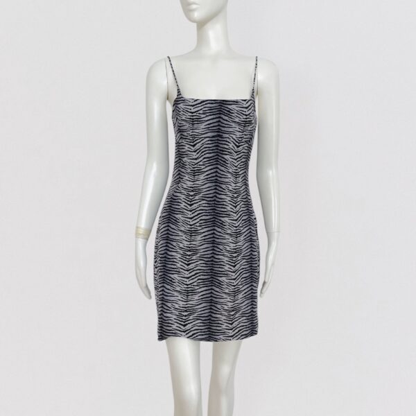 Vintage 00s Y2K CAPUCINE PUERARI – Zebra print grey slip dress animal print