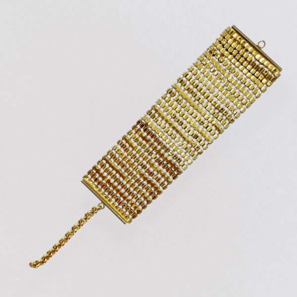 00’s Gold tone & orange rhinestone cuff bracelet - Image 3