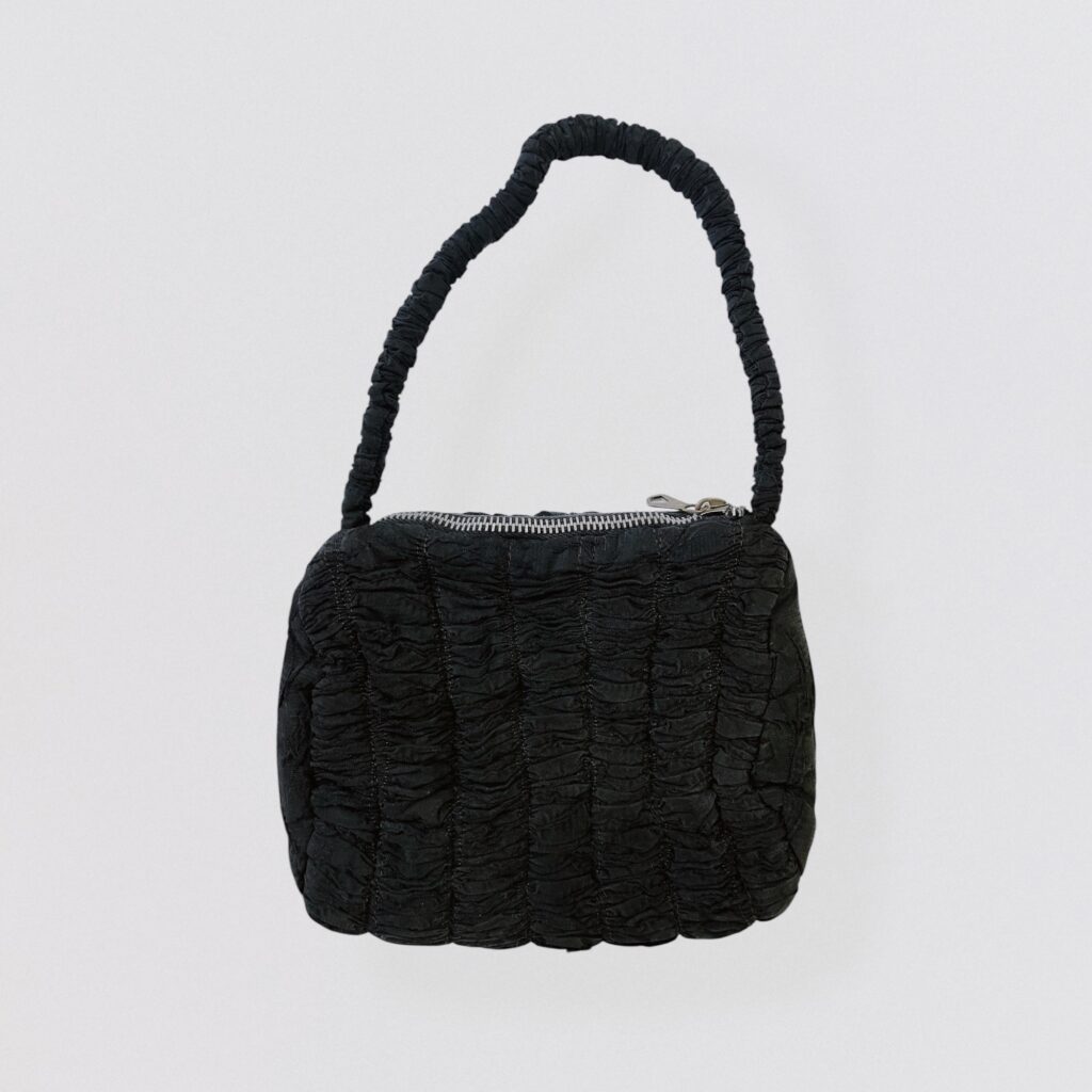 50s Black Pleated silk mini handbag
