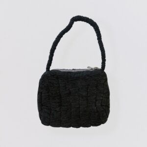 Vintage 50s Black Pleated Silk Mini Handbag