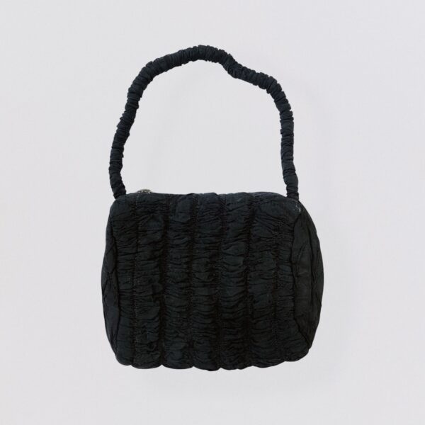 50s Black Pleated silk mini handbag - Image 2