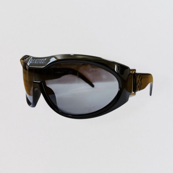 Vintage 00s Y2K GF FERRE Black shield sunglasses 3