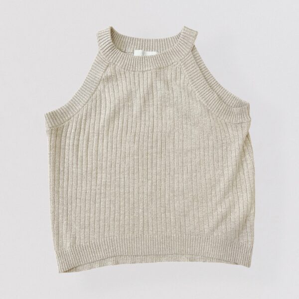 BYBLOS – Gold ribbed halter knit top - Image 5