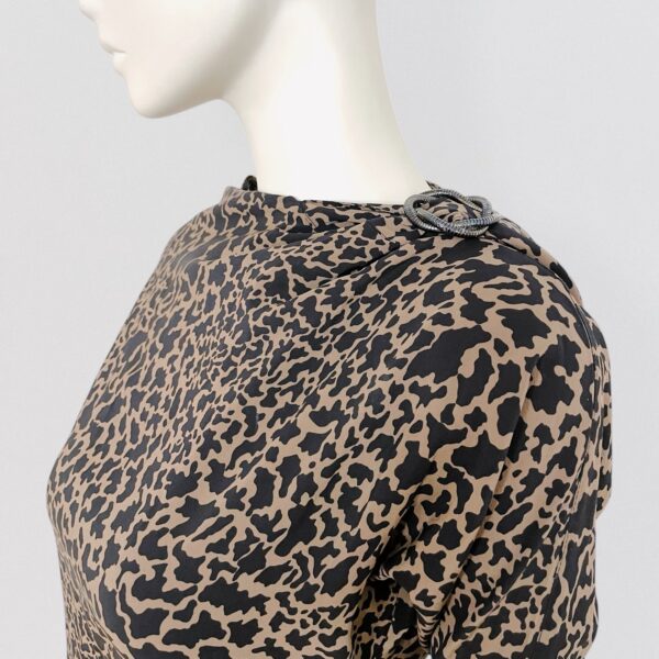 ROCCOBAROCCO – Brown giraffe print silk mini dress - Image 3