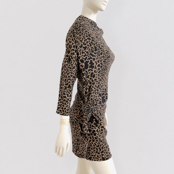 ROCCOBAROCCO – Brown giraffe print silk mini dress - Image 4